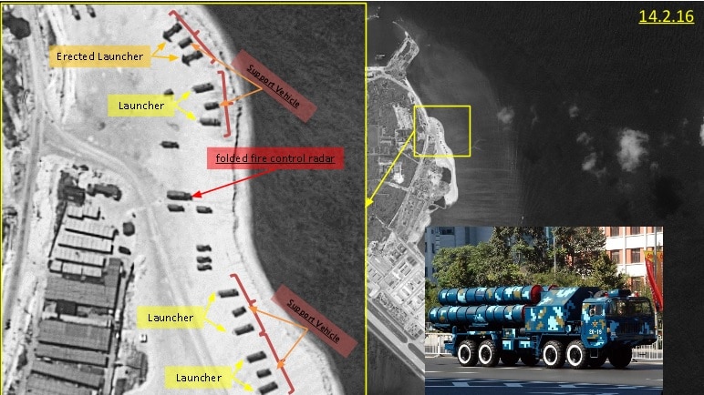 Satellite image from ImageSat which show a Chinese missile set-up on the South China Sea's Woody Island