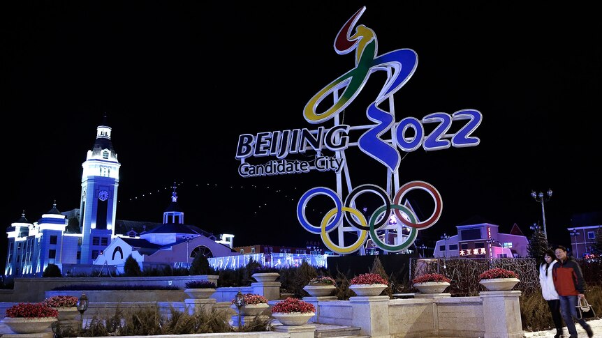 Life-size Winter Olympics logo in China