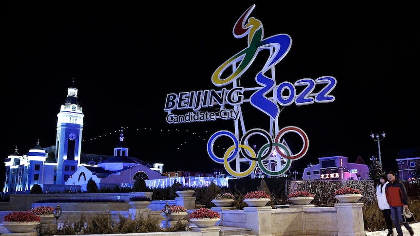 Life-size Winter Olympics logo in China