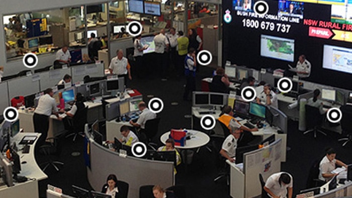Image from interactive showing the NSW RFS state operations centre