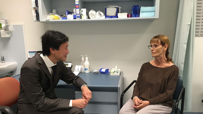 Professor Owen Ung from the Royal Brisbane and Women's Hospital (RBWH) with 71-year-old breast cancer patient Glennis Legg.