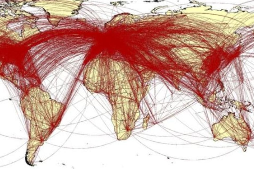 This decade-old map showing global air travel was passed off as illustrating the spread of coronavirus.