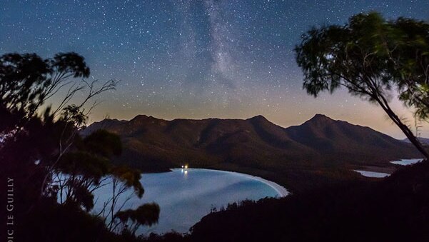 Loic Le Guilly travelled to Wineglass Bay to capture the moonset and Milky Way in the night sky.