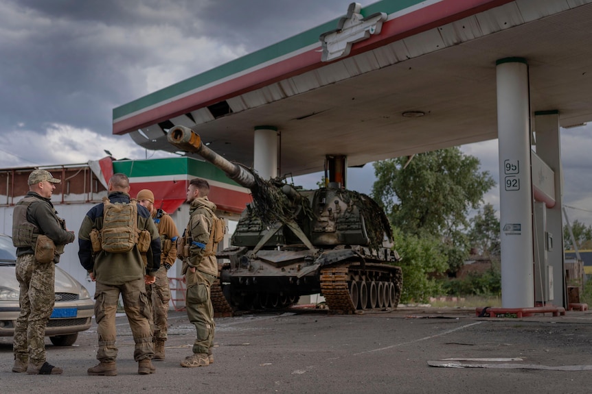 A tank at a petrol station.