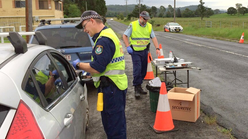 Police officers testing drivers for cannabis near Nimbin