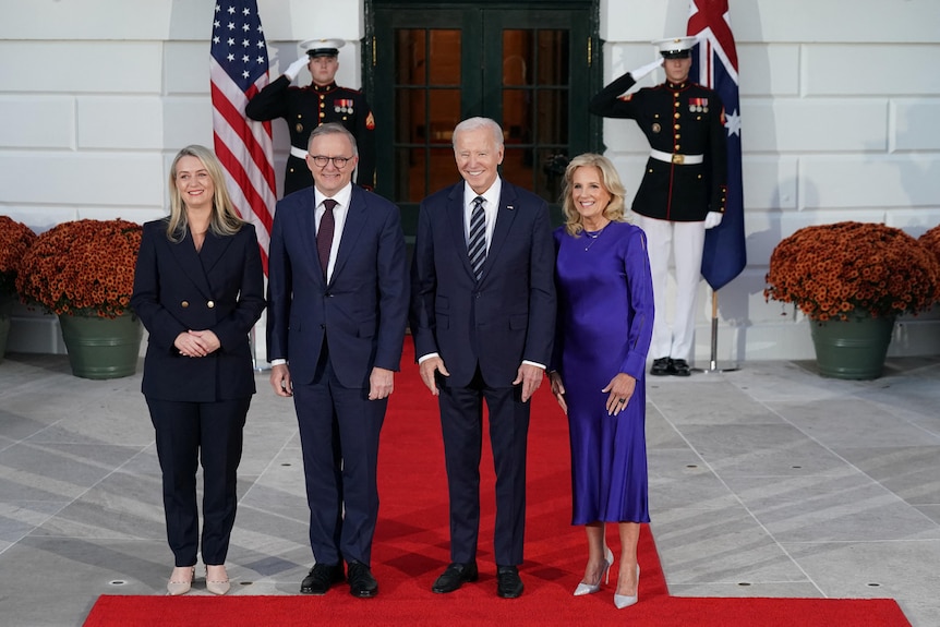 Albanese, Haydon stand with Joe and Jill Biden in front of White House