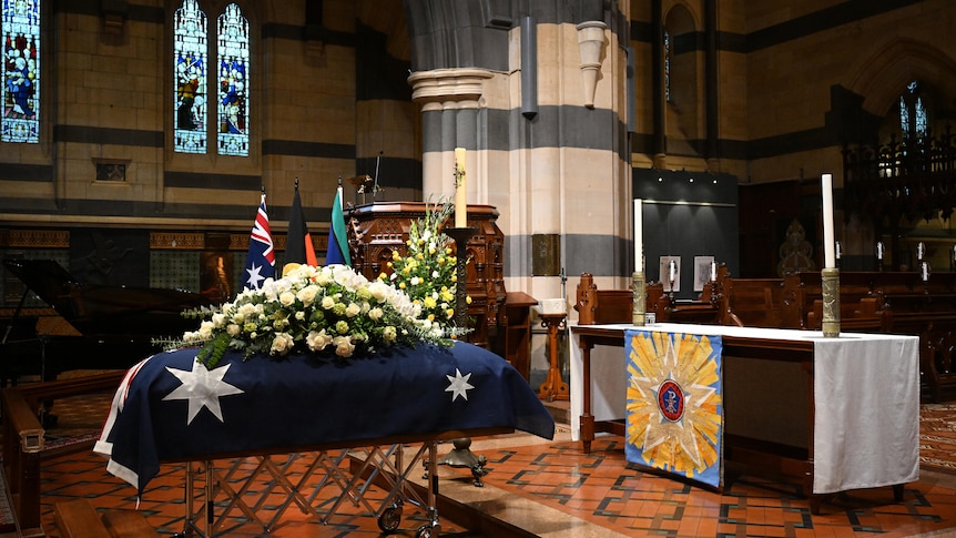 A casket in a cathedral