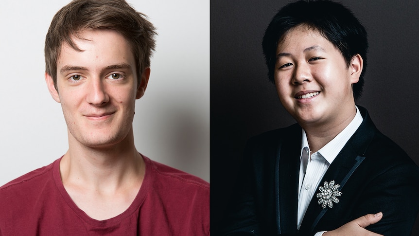 A combined photo featuring - Left: Riley Skevington (violin), Right: Shuan Hern Lee (piano).