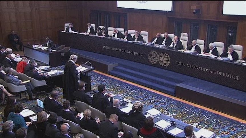 Australia presents its argument against Japanese whaling at the court in The Hague.