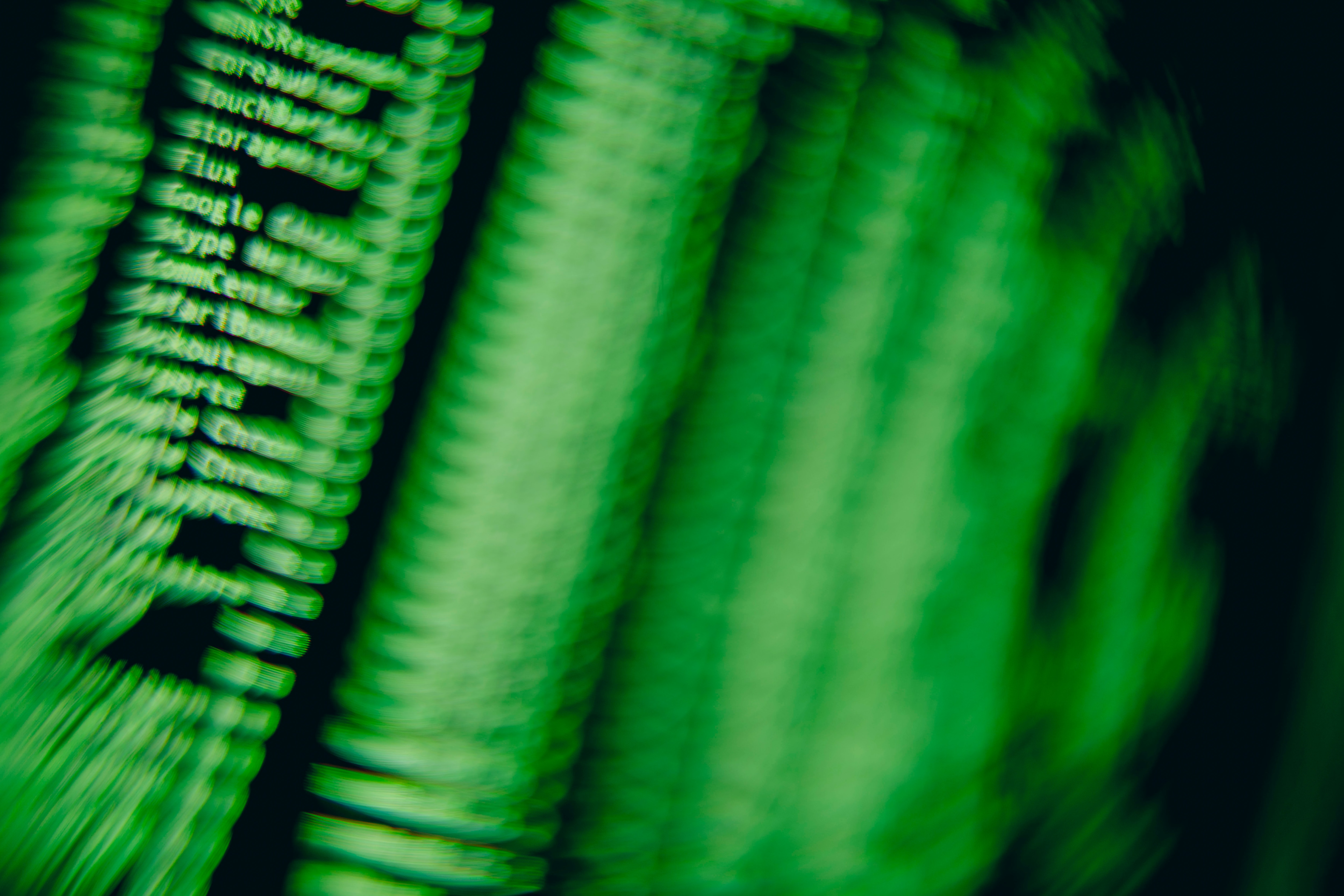 Fuzzy green text on black screen