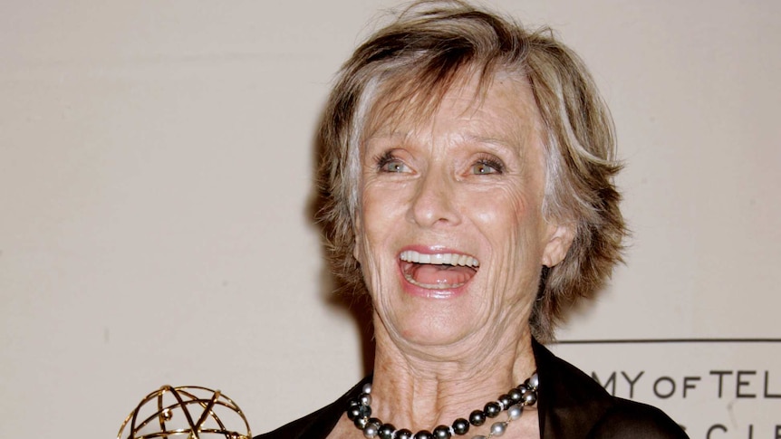 Actress Cloris Leachman poses with the Emmy award