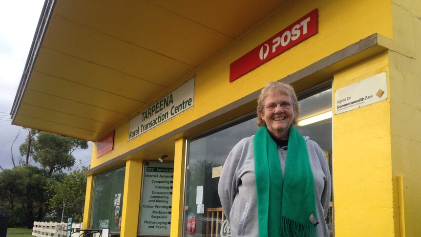 Shirley Little stands outside Tarpeena's post office, which has been in her family for the past 40 years.