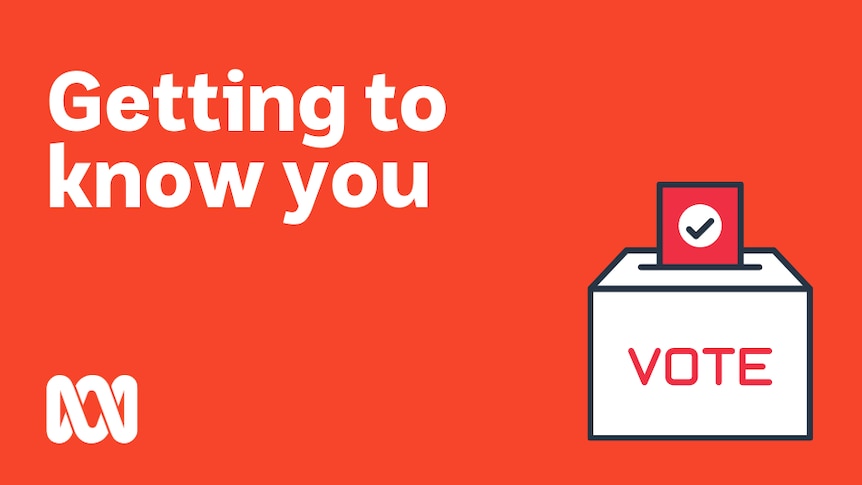 A graphic of a ballot box with a vote in the top sits on an orange background, next to the words 'getting to know you'.