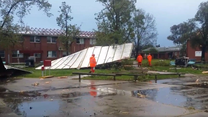 Part of the roof was ripped off Cootamundra High School in strong winds overnight.