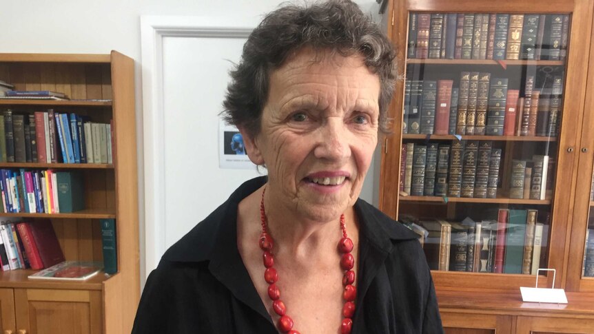 Historian Dr Alison Alexander in an office in Hobart.