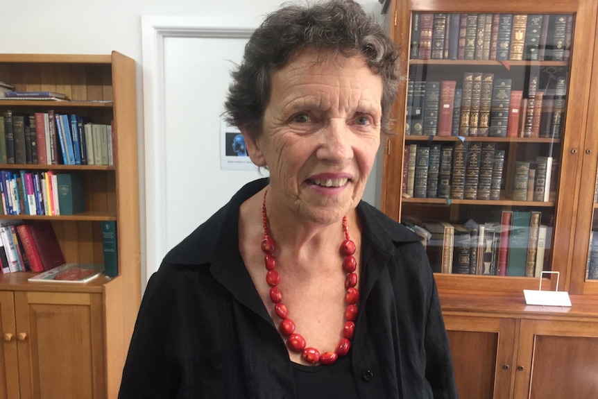 Historian Dr Alison Alexander in an office in Hobart.
