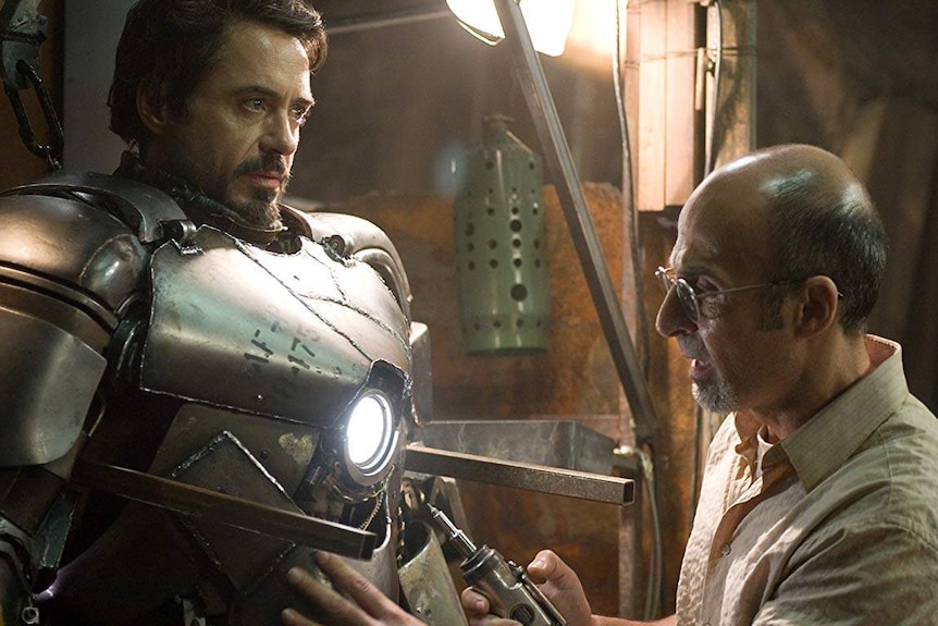 Tony Stark and fellow captive Yinsen build the first Iron Man suit to help them escape.