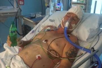 Les Woodall in hospital recovering from the crash