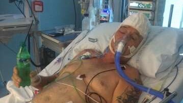 Les Woodall in hospital recovering from the crash