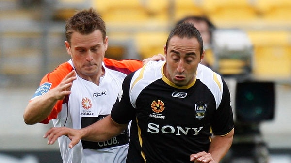 Fall from grace .. Ahmad Elrich (r) played 17 games for the Socceroos as well as appearing in the A-League (pictured).