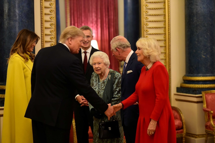 Donald Trump shakes hands with Camilla Parker Bowles