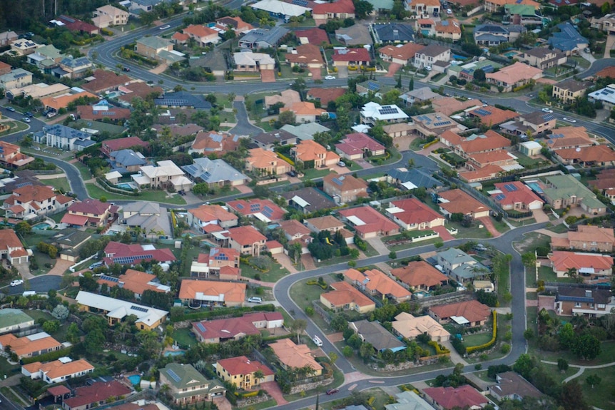 Aerial view of a north Brisbane suburb on May 8, 2014.