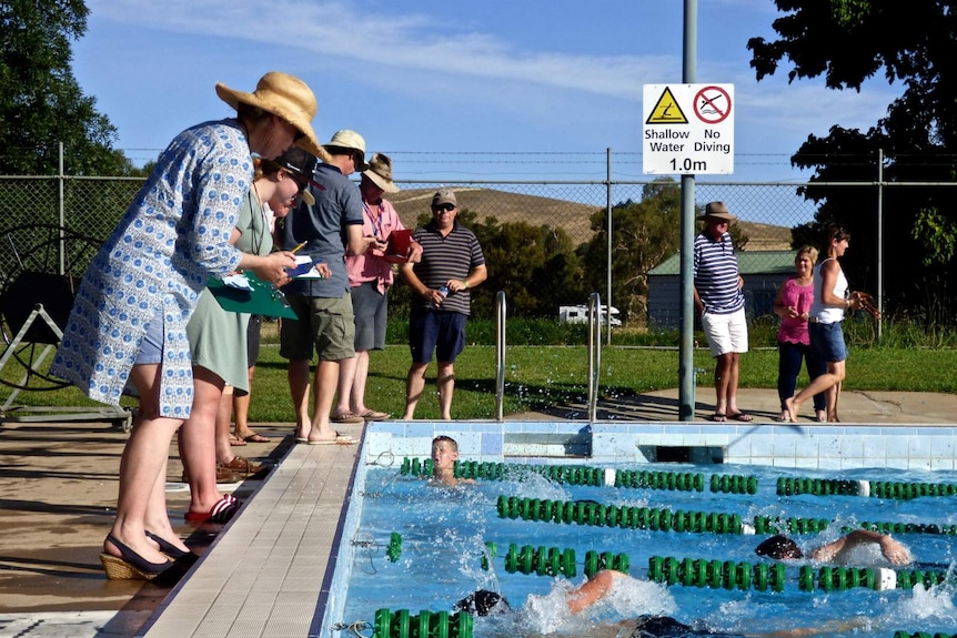 Kids in Jugiong, NSW, compete in local swimming competition, the Shine Shield.