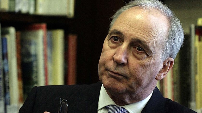 Former Australian Prime Minister Paul Keating looks on at a book launch