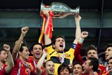 Iker Casillas lifts the trophy after Spain's 4-0 victory over Italy in the Euro 2012 final.