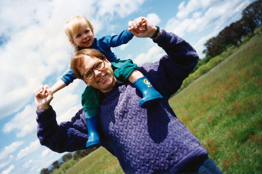 Mark Colvin with his son William.