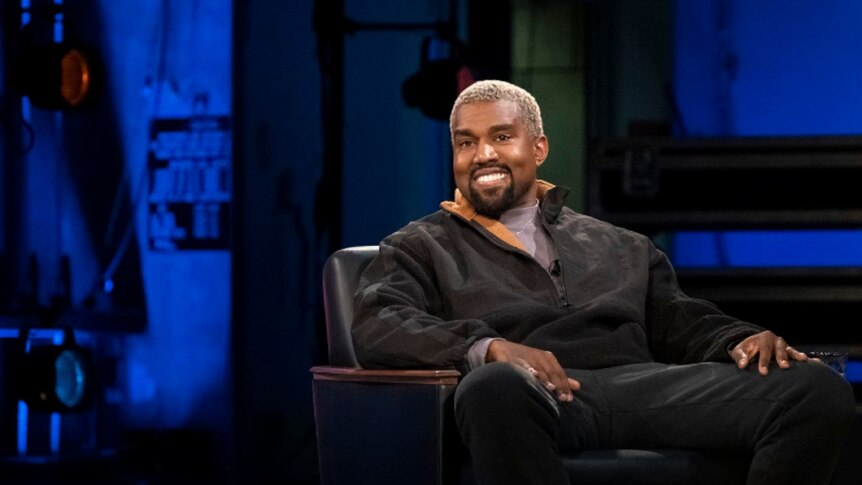 Kanye West on stage for David Letterman's Netflix show