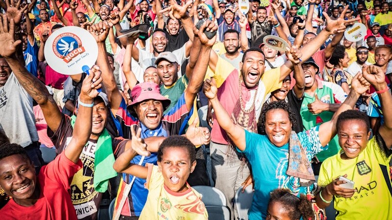 Cheering faces smiling with raised hands in PNG. 