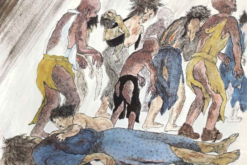 A drawing of Hiroshima atomic bomb victims.