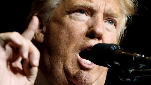 Republican presidential candidate Donald Trump speaks during a campaign rally at the South Florida.