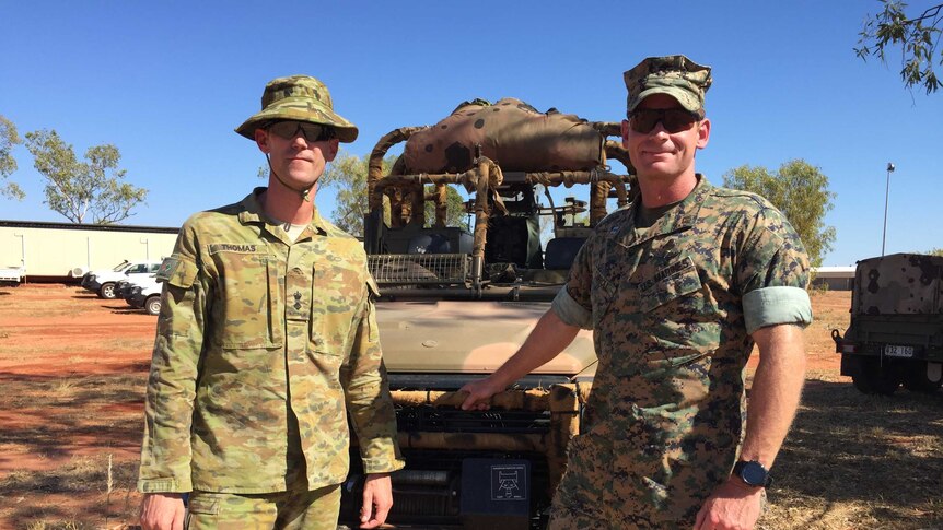 Norforce Commanding Officer Brett Thomas and US Marine Captain Cody Carroll are conducting joint military operations.