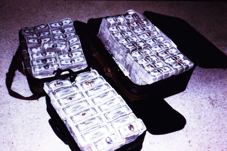 Two million dollars in cash turned over in Detroit for laundering by the drug cartel Robert Mazur infiltrated.