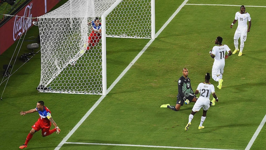 Clint Dempsey wheels away after his lightning quick goal