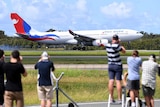 A special Nepal Air flight, repatriating Australian and New Zealanders from overseas, arrives in Brisbane