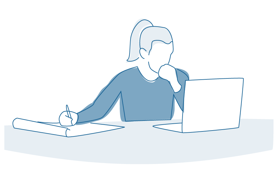 Illustration of person at desk writing