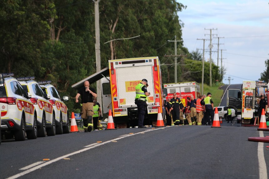 Emergency services at the scene of a suspicious fire at an Logan industrial estate, south of Brisbane.
