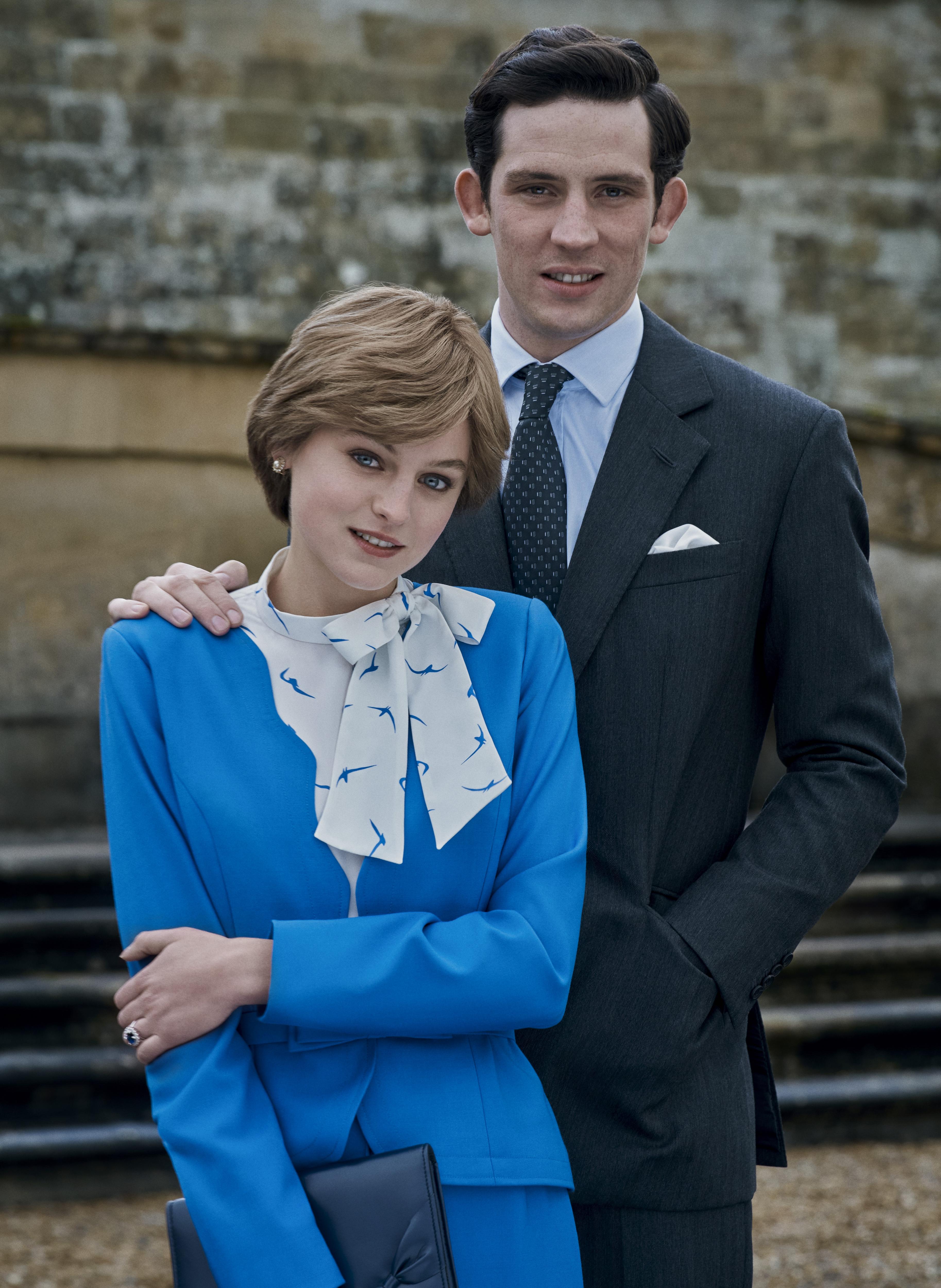 Emma Corrin and Josh O'Conner in character as Prince Charles and Diana