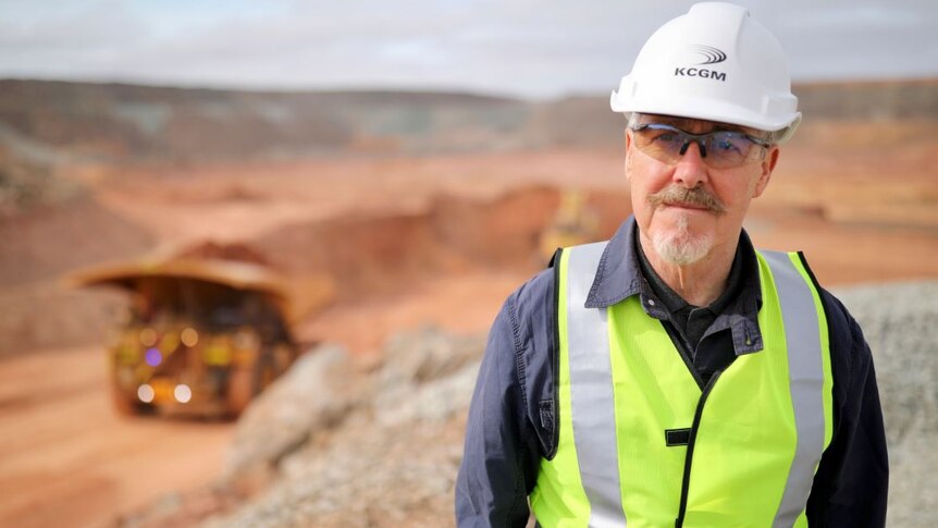 Griff Rhys Jones at the Super Pit gold mine in Kalgoorlie.