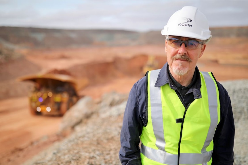 Griff Rhys Jones at the Super Pit gold mine in Kalgoorlie.