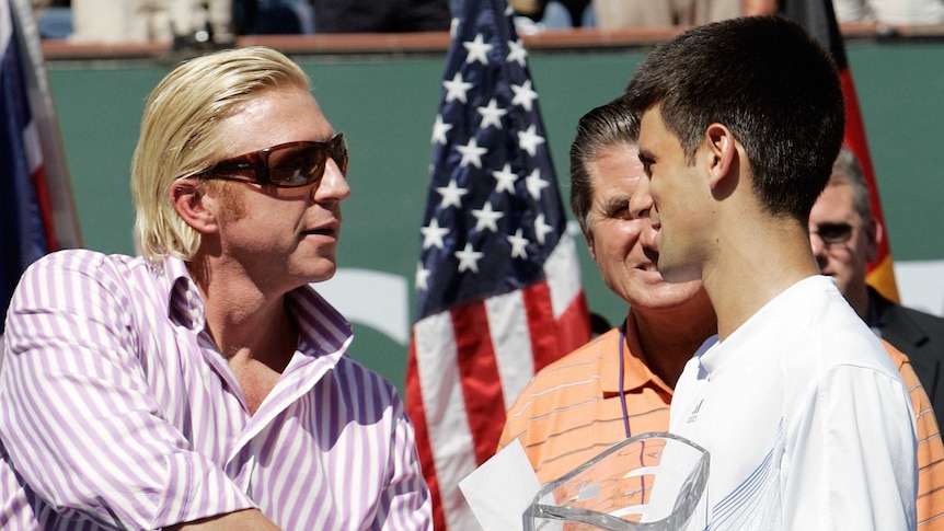 Boris Becker and a young Novak Djokovic