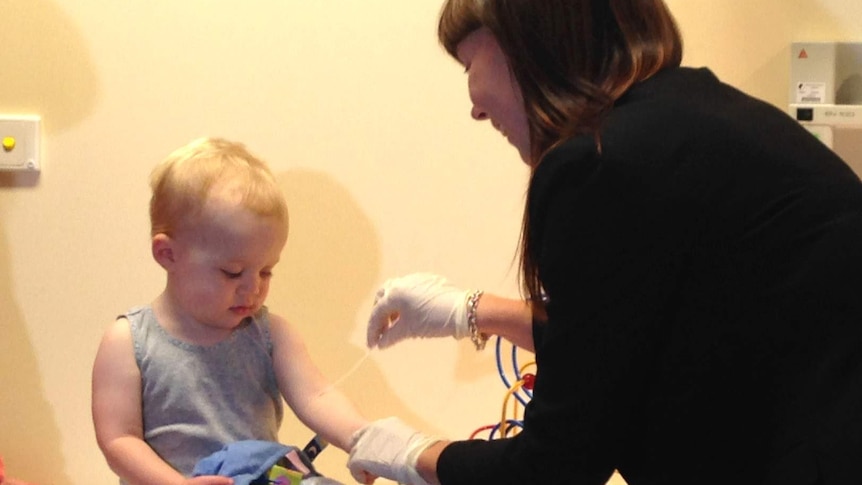 Alexander Parker being tested for diabetes through a study being conducted at Adelaide University