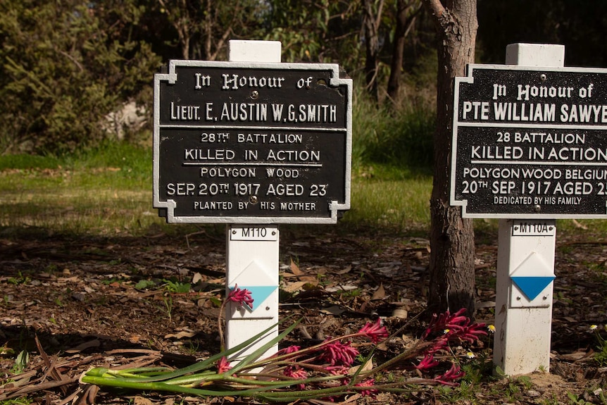 Two memorials to soldiers killed in battle