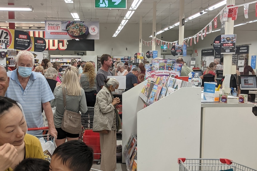 A packed Coles in Cairns