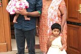 A family photo of Nadesalingam and Priya, and their children, aged two years and nine months.