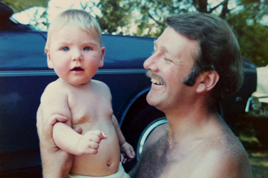 Dane Waites as a child with his father Rod.