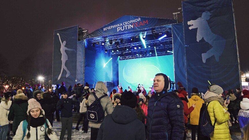 Russians gather at a non political event celebrating all things winter in moscow